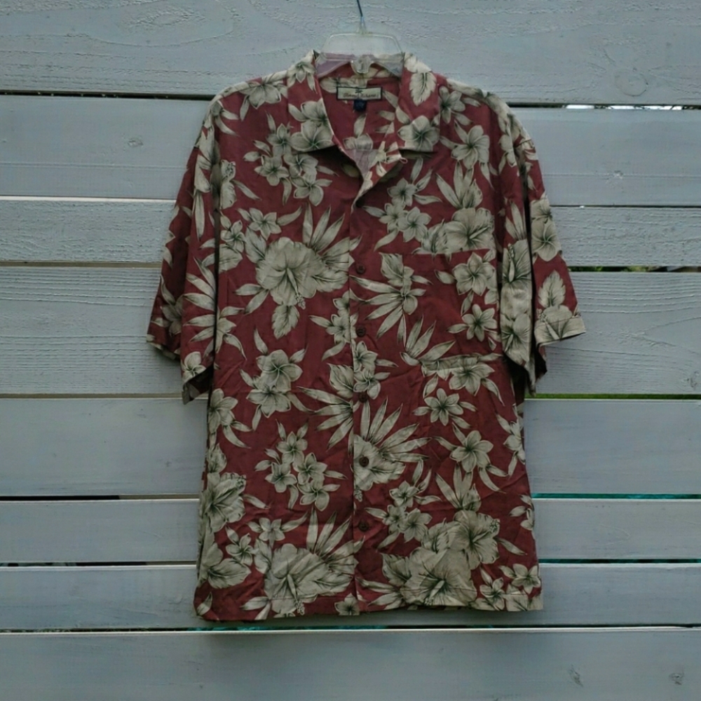 Tommy Bahama Short Sleeve Silk Hibiscus Shirt L